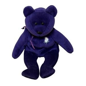 Vintage TY Beanie‎ Babies Princess Diana Teddy Bear Purple 1997 Red Star On Tag